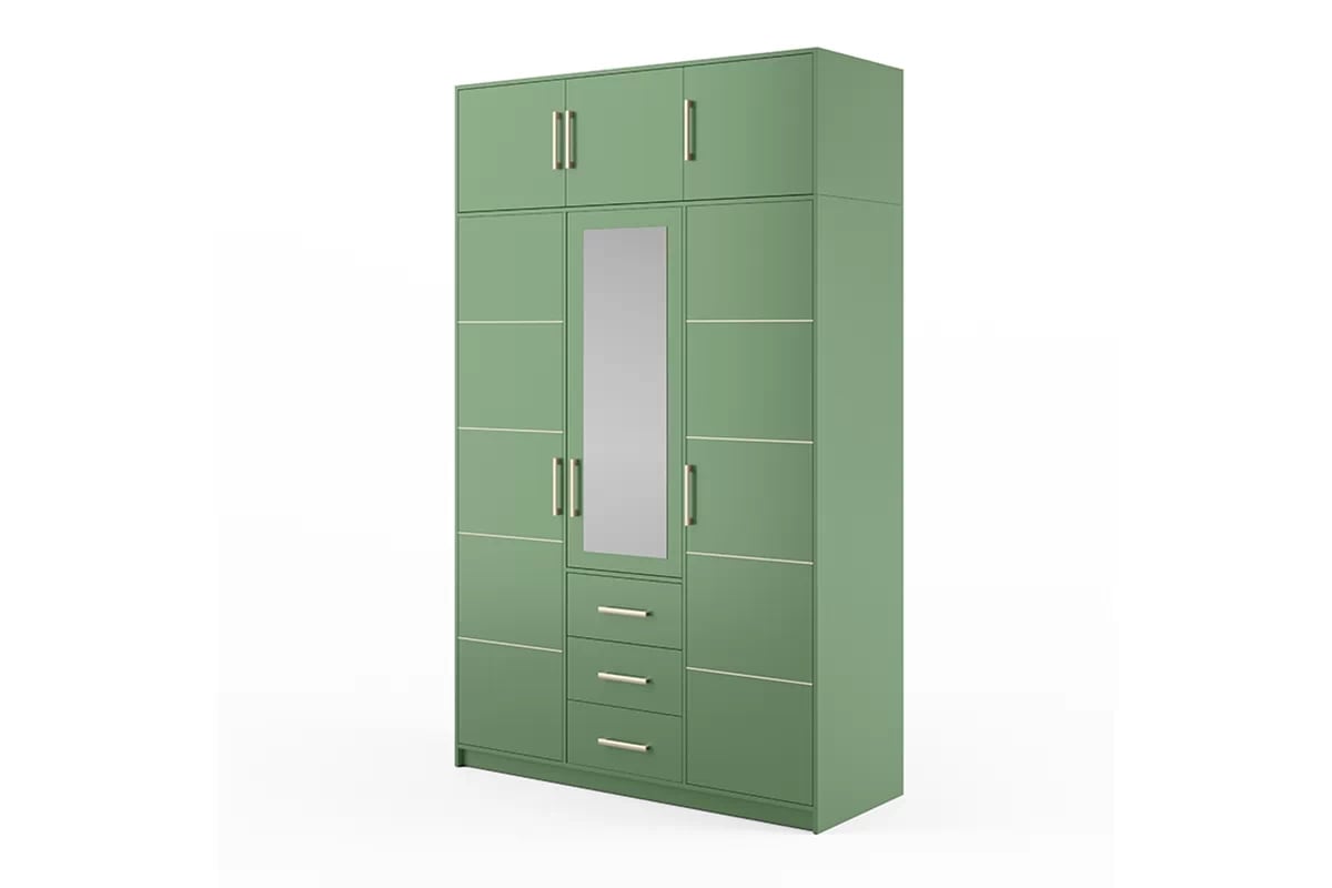 Skříň Bali 147 cm s nástavcem - lahvově zelená skříň Bali s nástavcem 