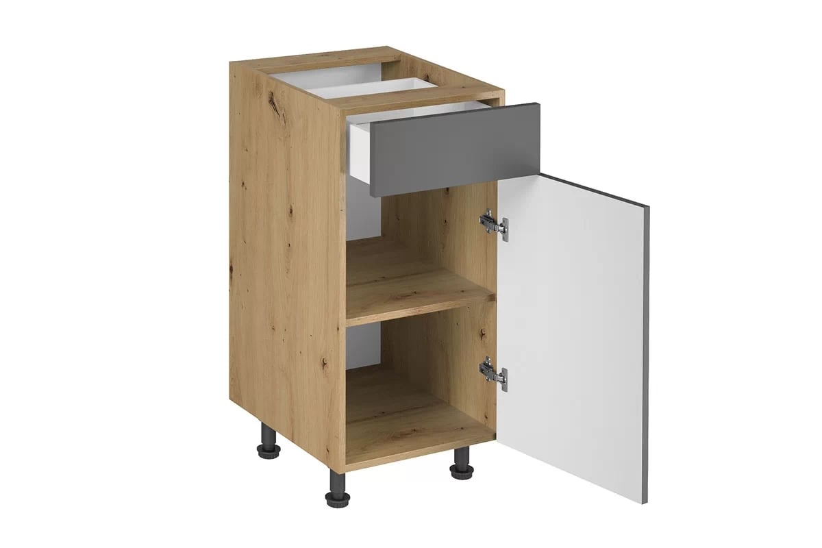 Skrinka Kuchynská dolná Langen D40S1 jednodverová z szuflada - grey Langen D40S1 - Skrinka dolná so zásuvkou - vnútro