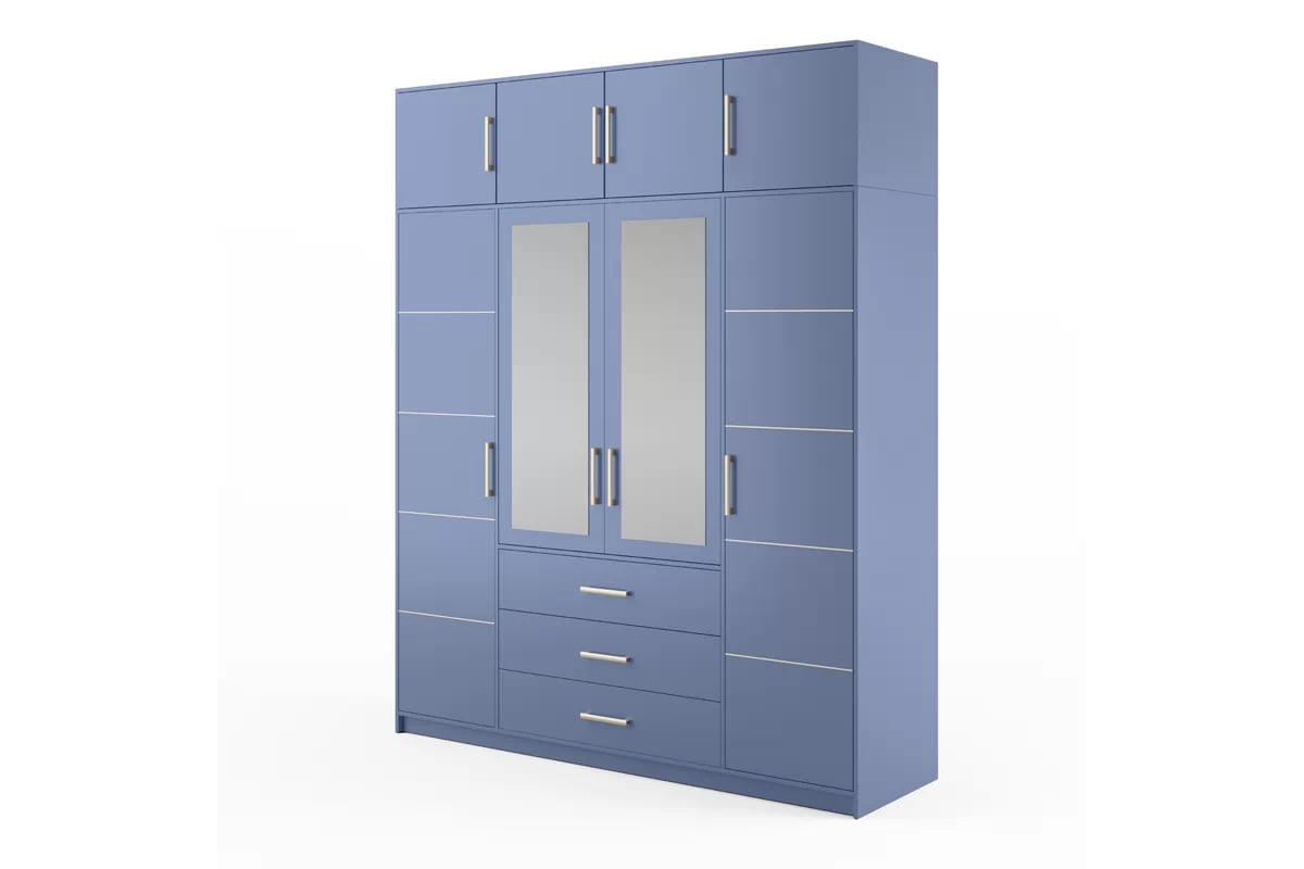 Kombinovaná skriňa Bali 196 cm s nadstavcom - svetlomodrá Skriňa z nadstawka