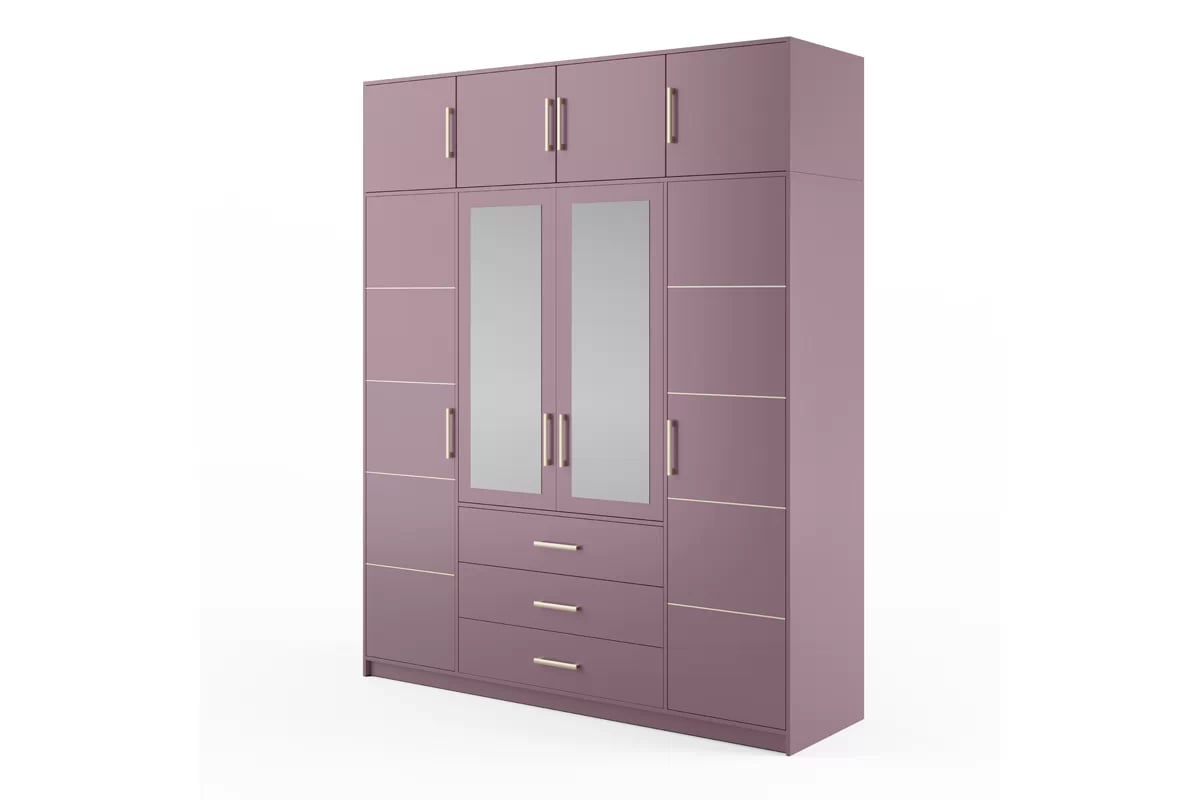 Skříň Bali 196 cm s nástavcem - švestka skříň s nástavcem 