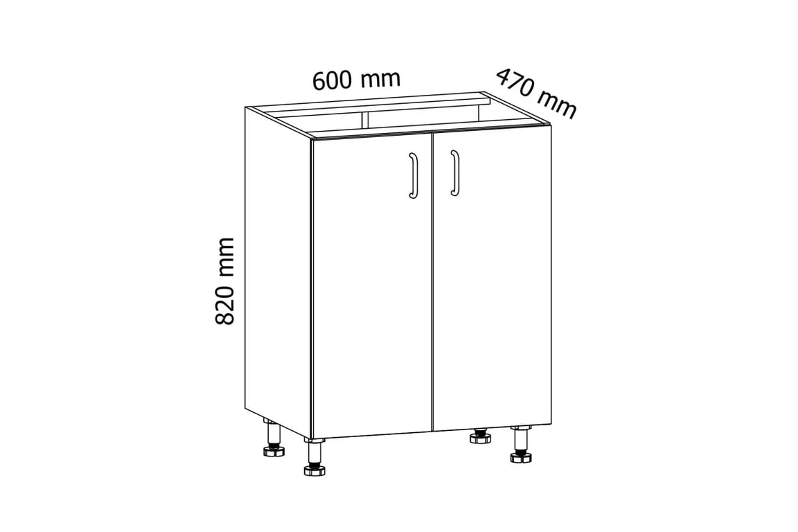 Skříňka Aspen D60Z pod dřez - bílý lesk Skříňka kuchyňská pod zabudowe zlewozmywaka Aspen D60Z - Rozměry