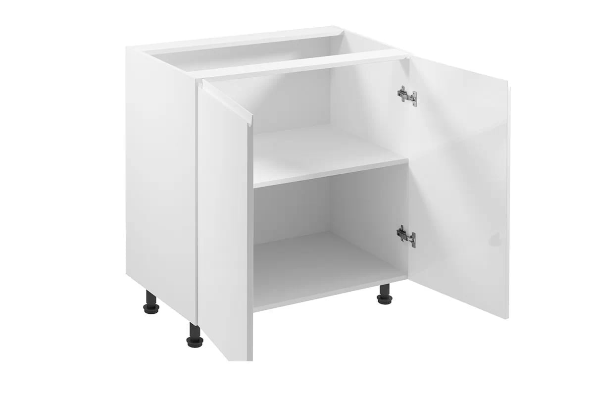 Spodní kuchyňská skříňka Aspen D80 dvoudveřová – bílý lesk Skříňka kuchyňská spodní dvoudveřová Aspen D80 - wnetrze