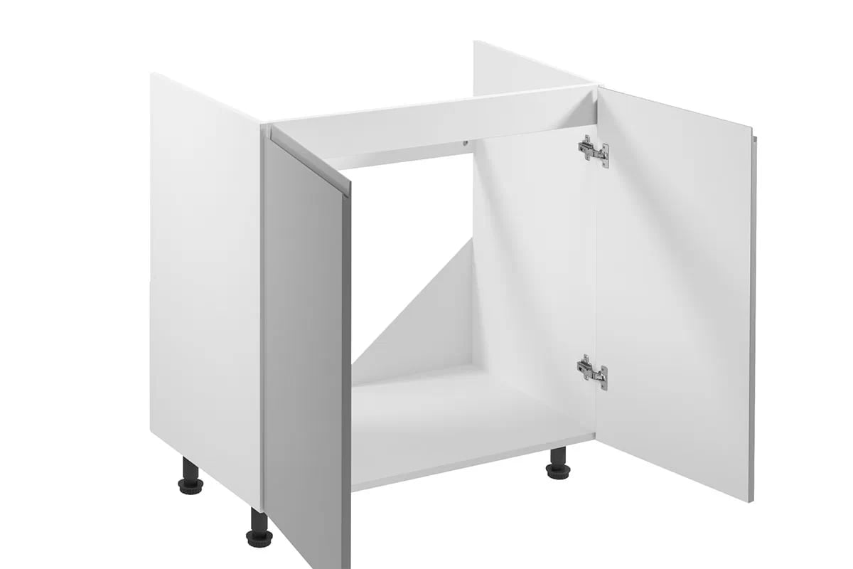 Dolní kuchyňská skříňka Aspen D80Z dvoudveřová pro vestavbu dřezu – šedý lesk Skříňka kuchyňská pod zabudowe zlewozmywaka Aspen D80Z - wnetrze