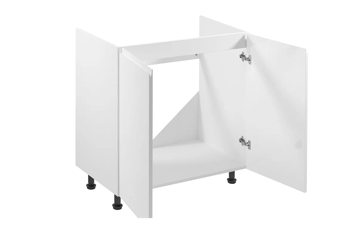 Spodní kuchyňská skříňka Aspen D80Z dvoudveřová pro vestavbu dřezu – bílý lesk Skříňka kuchyňská pod zabudowe zlewozmywaka Aspen D80Z - wnetrze