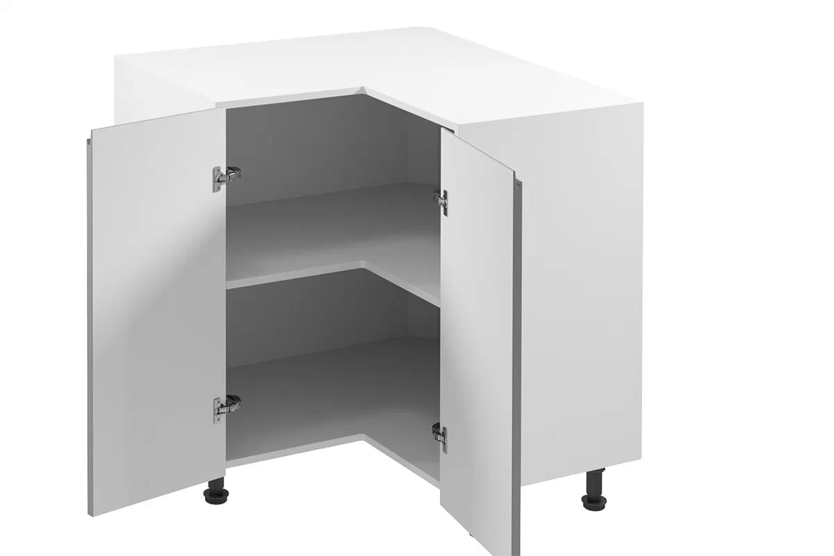 Dolní kuchyňská skříňka Aspen D90N rohová dvoudveřová – šedý lesk Skříňka kuchyňská spodní rohová Aspen D90N - wnetrze