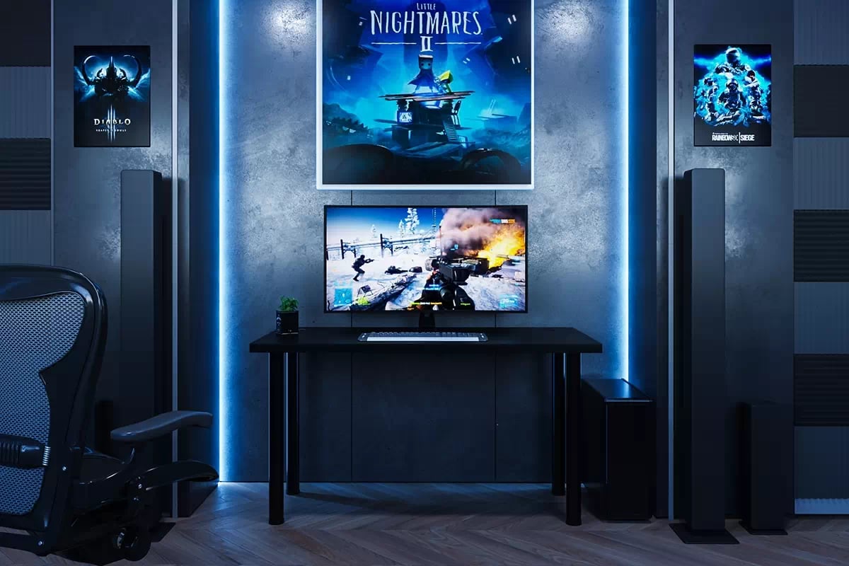 Výškově nastavitelný herní stůl Lamit 135 cm - černá psací stůl gamingowe Lamit 135 cm z regulacja wysokosci - Černý 