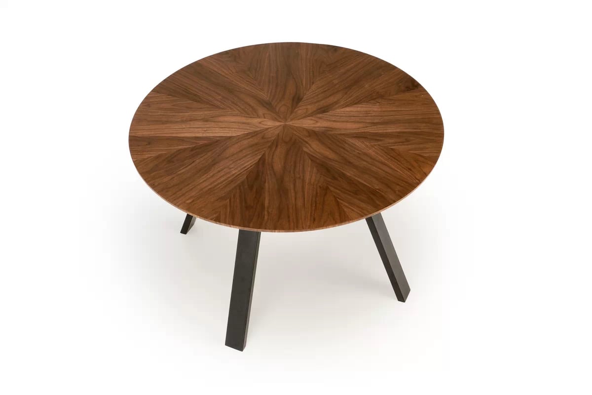 Okrúhly stôl Danilo 120 cm - orech / čierne nohy danilo stôl okragly, Pracovna doska - orieškový, nožičky - Čierny