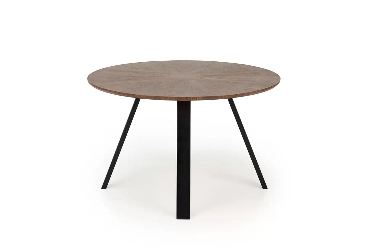 Okrúhly stôl Danilo 120 cm - orech / čierne nohy danilo stôl okragly, Pracovna doska - orieškový, nožičky - Čierny