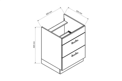 Spodní skříňka Denis D60 PC S/2 pod varnou desku Skříňka kuchyňská denis