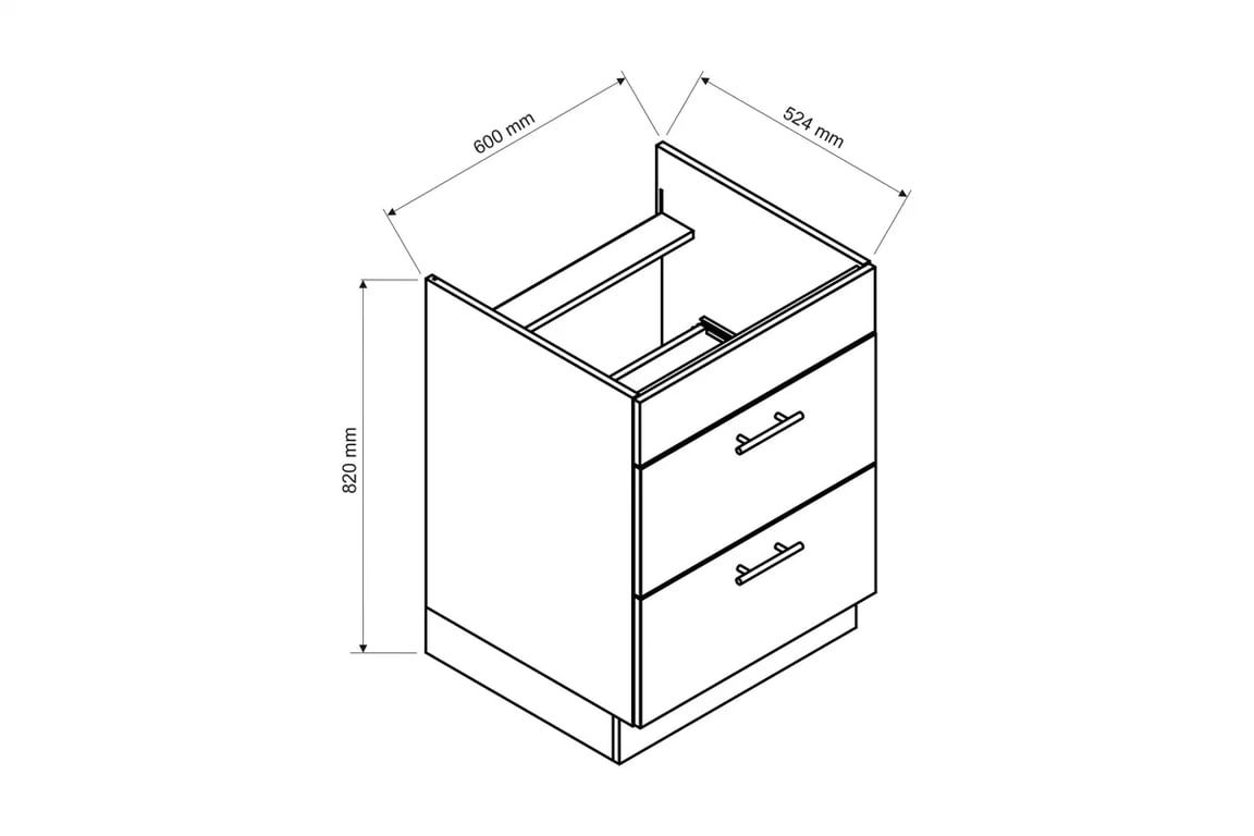 Spodní skříňka Denis D60 PC S/2 pod varnou desku Skříňka kuchyňská denis