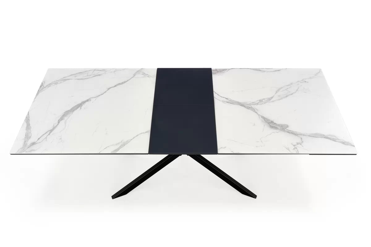 Rozkládací stůl Valemio 160-200x90 cm - bílý mramor / černá diesel stůl rozkládací Deska - Bílý mramor / t. popel, Nohy - Černý