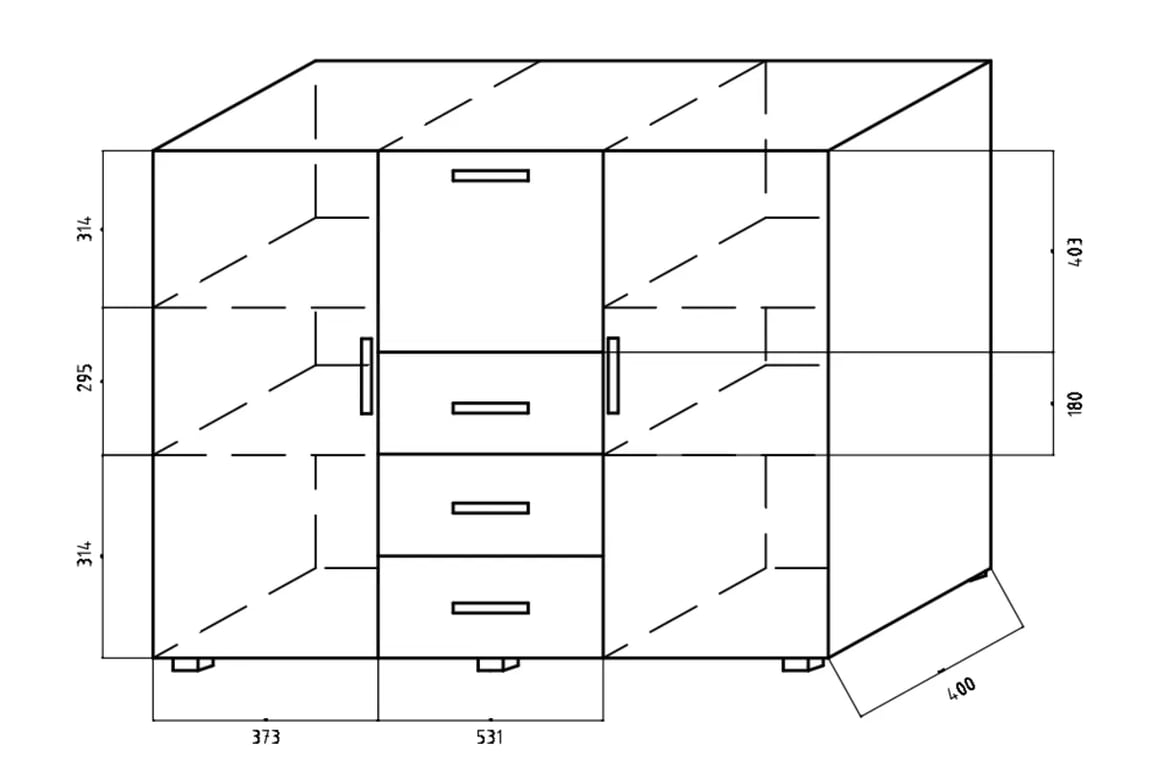 Komoda Oliwia OLK 2 - 135 cm dvoudveřová Komoda Oliwia s barem i 3 zásuvkami 135 cm