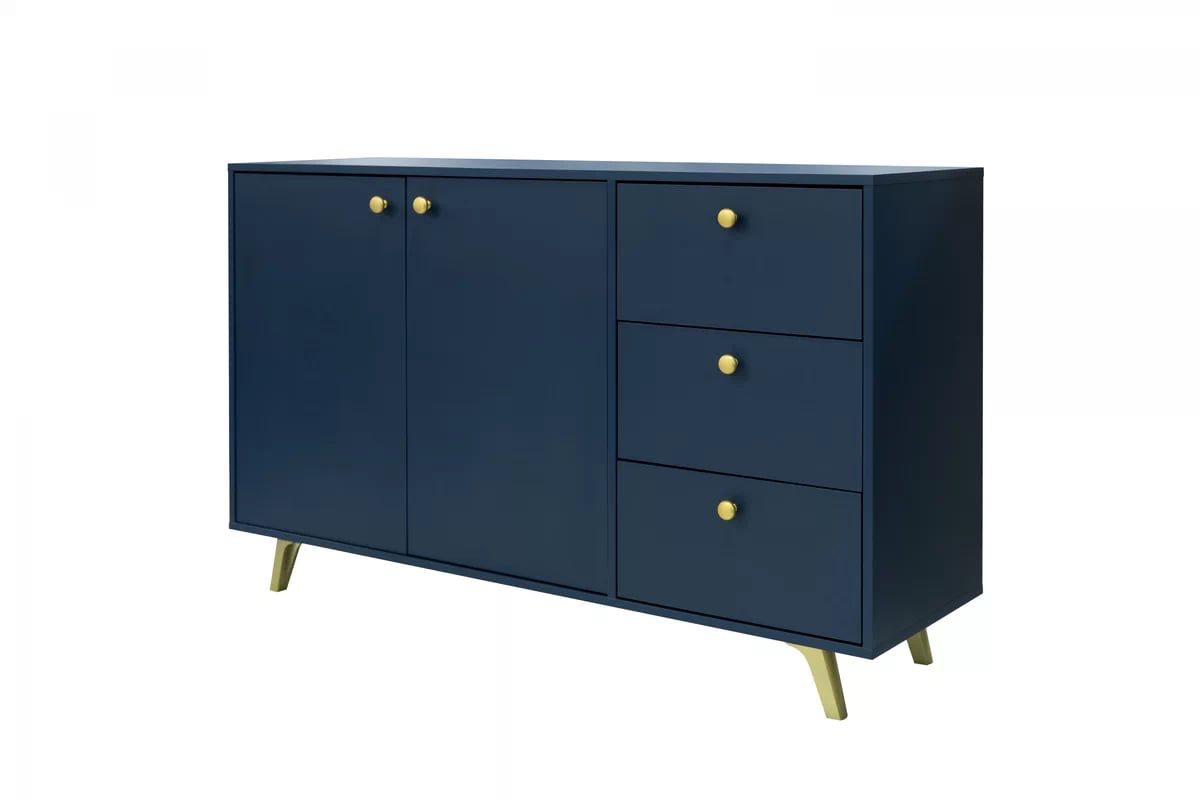 Komoda Siena s 3 zásuvkami 140 cm - tmavá morská modrá dvojdverová Komoda Siena s 3 zásuvkami 140 cm - tmavý Blankyt