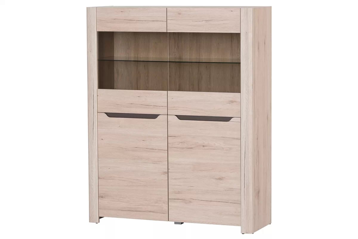 Vitrína Desjo 03 - 118 cm - dub san remo / hnědá dvoudveřová Vitrína Desjo 03 - 118 cm - Dub sanremo / Hnědá uni