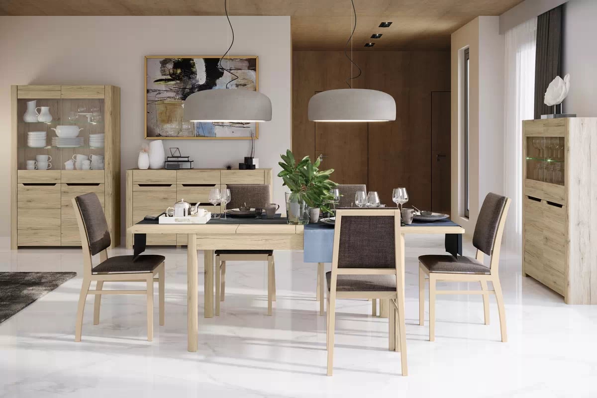 Vitrína Desjo 03 - 118 cm - dub san remo / hnědá dvoudveřová Vitrína Desjo 03 - 118 cm - Dub sanremo / Hnědá uni