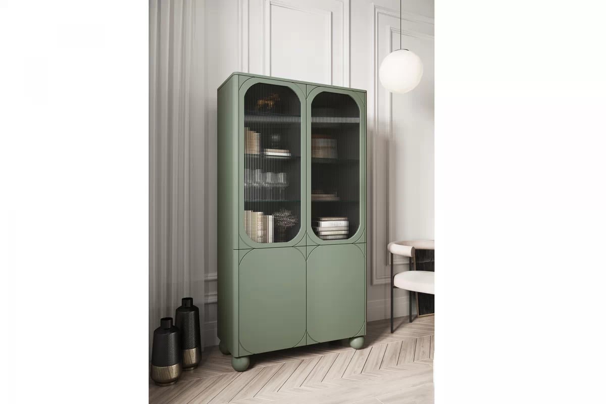 Vitrína Sonatia II do obývacej izby 100 cm - Oliva Vitrína presklená do obývacej izby