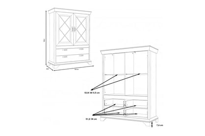 Vitrína Kashmir so zásuvkami 120 cm - pinia Biela Vitrína Kashmir mini - pinia Biela