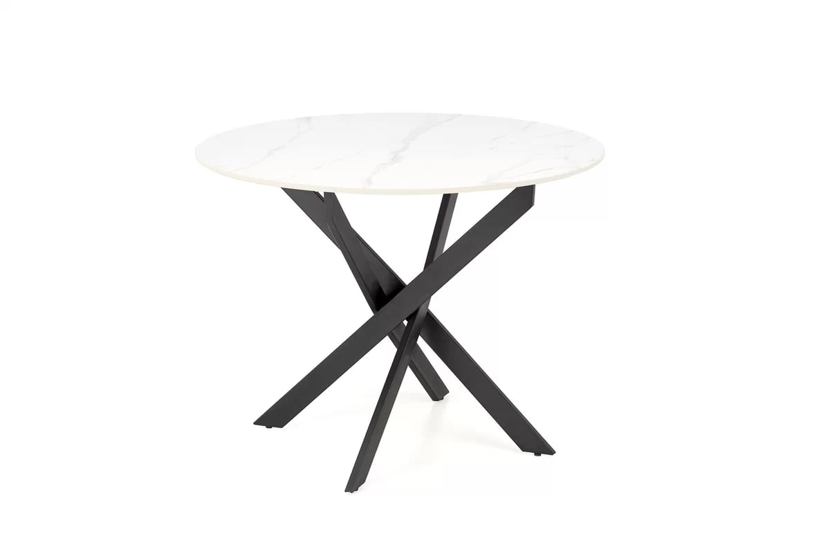 Okrúhly stôl Edgar 100 cm - biely mramor / čierne nohy edgar 2 stôl okragly, Pracovna doska - Biely mramor, nožičky - Čierny