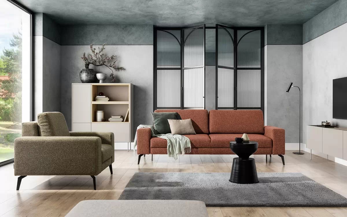 Rozkladacia pohovka Elentio Pohovka Elentio w nowoczesnym salonie