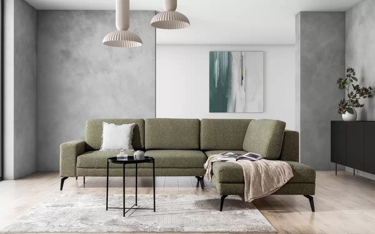 Rozkládací rohová sedací souprava Elentio L Zelený Rohová sedací souprava pro nowoczesnego wnetrza 