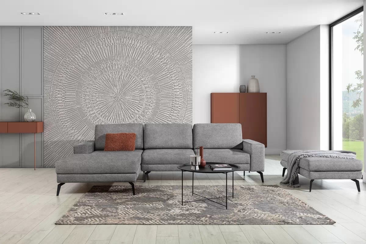 Rohová rozkládací sedací souprava Elentio Mini levá - šedá Gemma 85 Rohová sedací souprava levá strana s funkcí spaní Elentio Mini - šedý Gemma 85