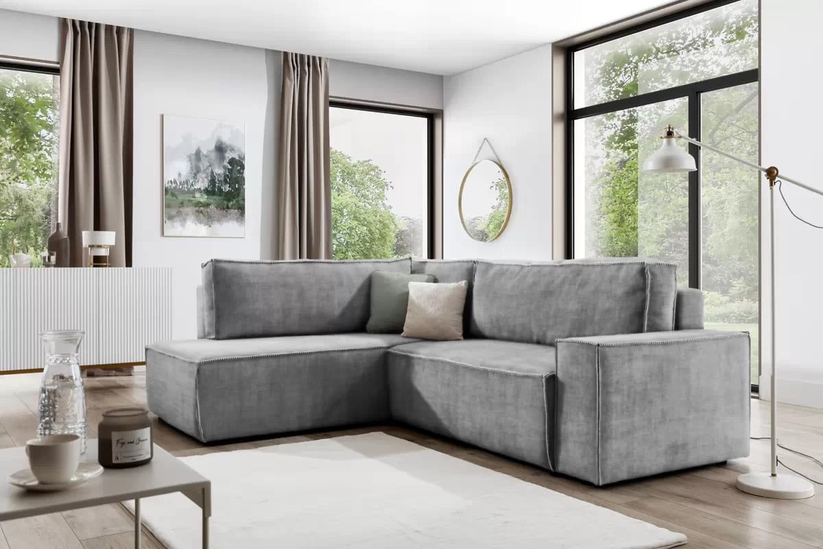 Rohová sedacia súprava ľavá rozkladacia Flabio L - šedý Vogue 14 Rohová sedacia súprava Flabio L vizualizácia