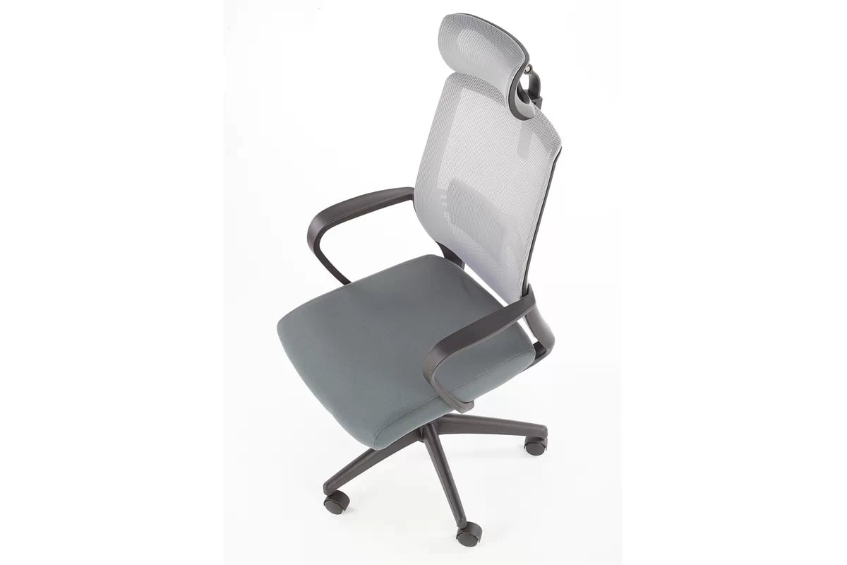 Kancelárske kreslo Welmon s nastaviteľnou opierkou - sivé Kancelárske kreslo Arsen z rekulowanym podparciem plecow - popol
