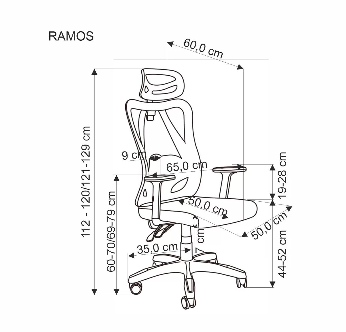 Ergonomické křeslo Monilo - černé Kancelářská židle ramos - černá