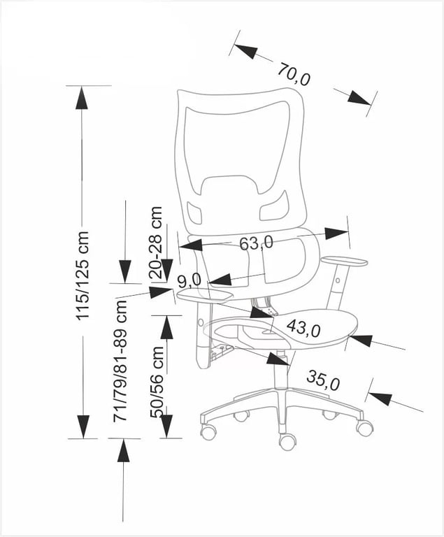 Otočná ergonomická kancelářská židle Casilo - černá Křeslo ergonomiczny Casilo obrotowy - černá