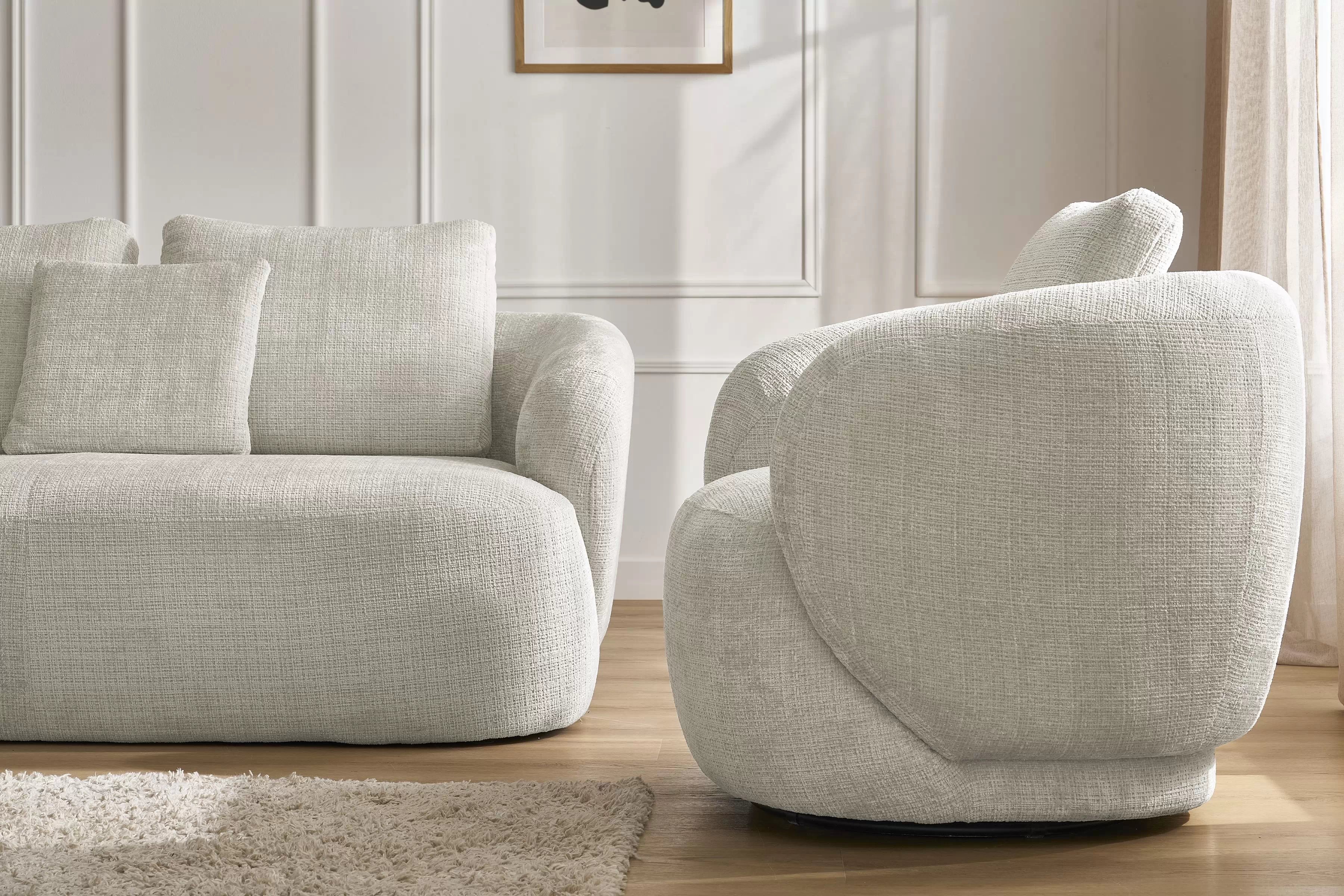 Otočné kreslo Finezal - béžový šenil Cremona 02 Kreslo Finezal otočna - Cremona 02