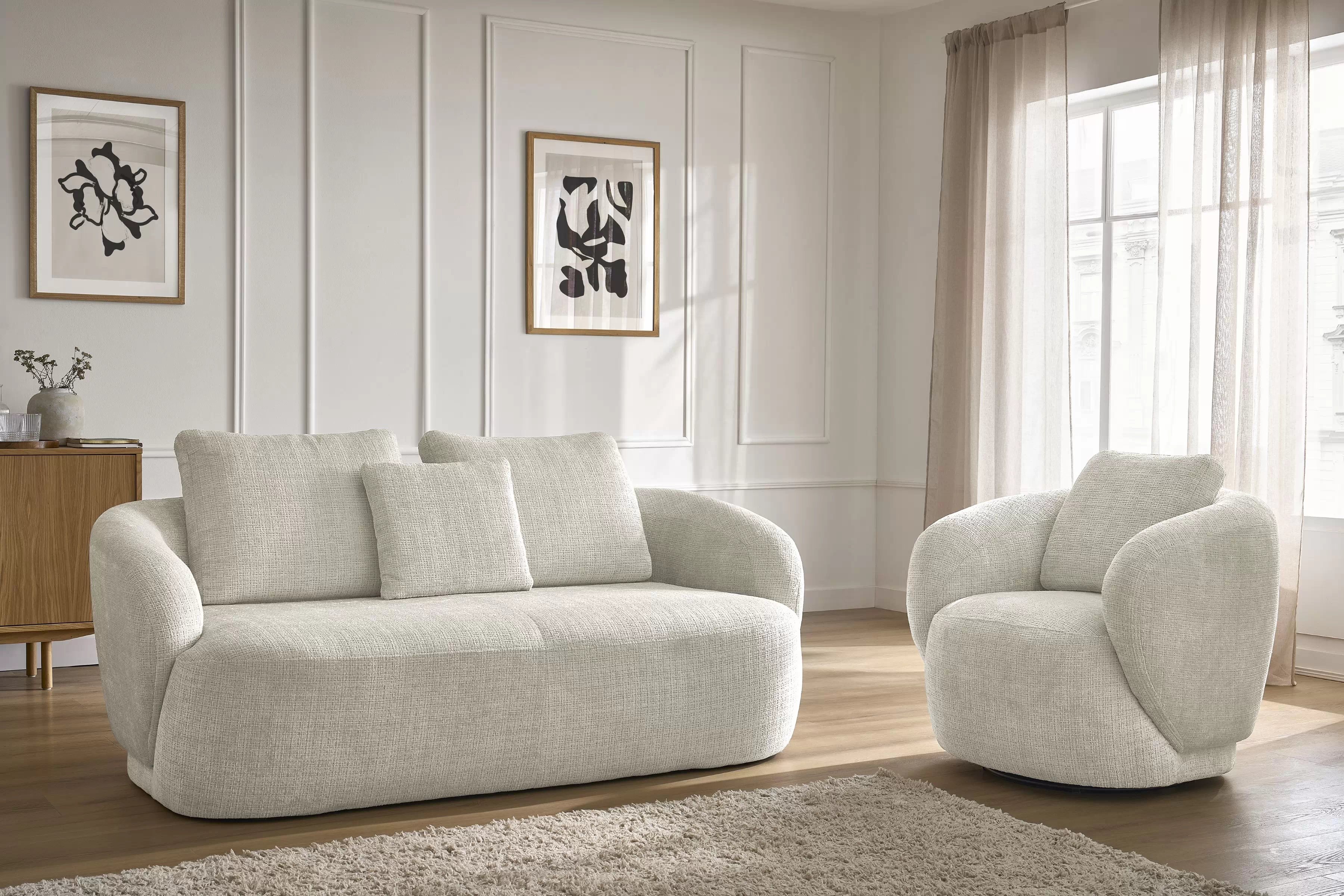 Otočné kreslo Finezal - béžový šenil Cremona 02 Kreslo Finezal otočna - Cremona 02