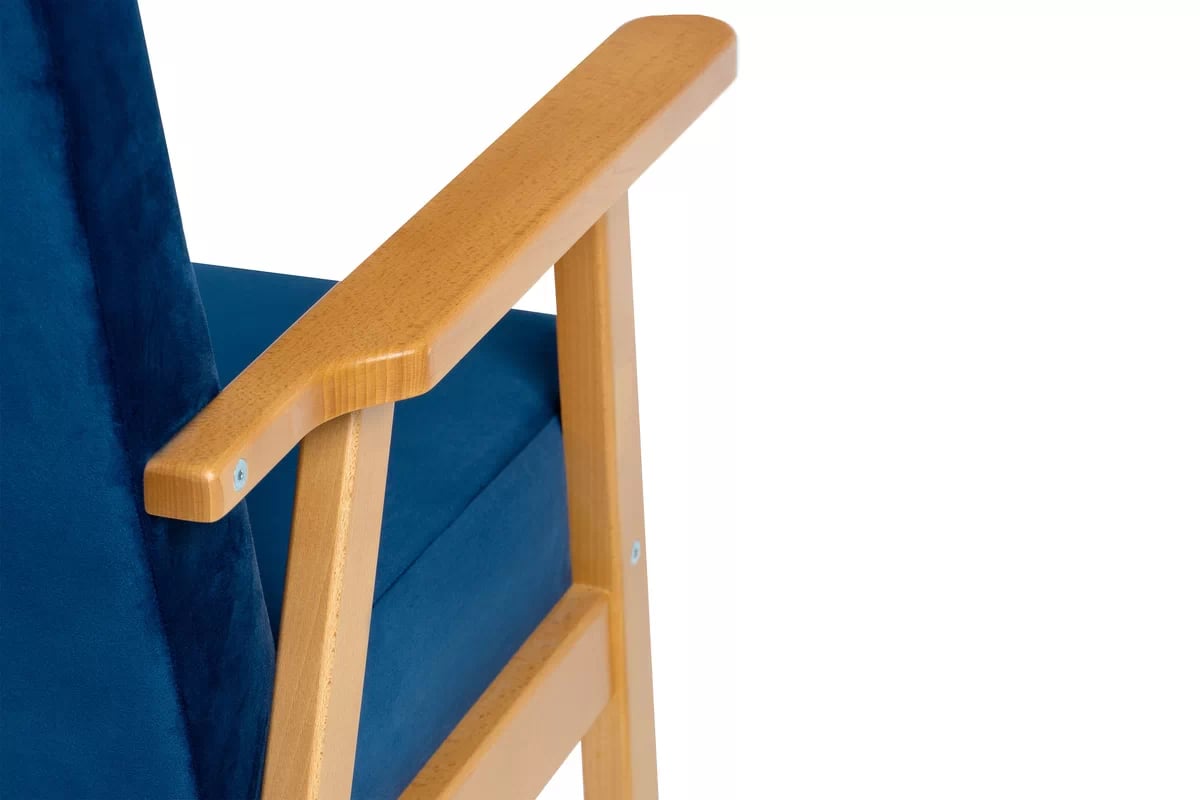 Kreslo Klubový PRL Jurand - námornícka modrá zamat Velluto 11 / Jelša  - Výpredaj expozície Kreslo Klubový PRL Jurand - granátová zamat Velluto 11 / Jelša 