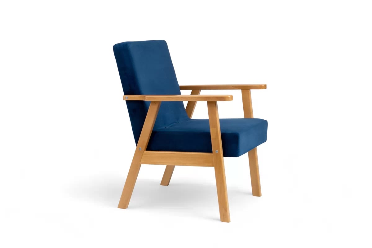 Kreslo Klubový PRL Jurand - námornícka modrá zamat Velluto 11 / Jelša  - Výpredaj expozície Kreslo Klubový PRL Jurand - granátová zamat Velluto 11 / Jelša 