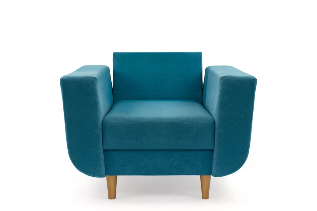 Kreslo Penelope Slim- Modrý - látka aston neprešívaný 19 - Koncovka Série Kreslo Penelope Slim- Modrý - látka aston neprešívaný 19