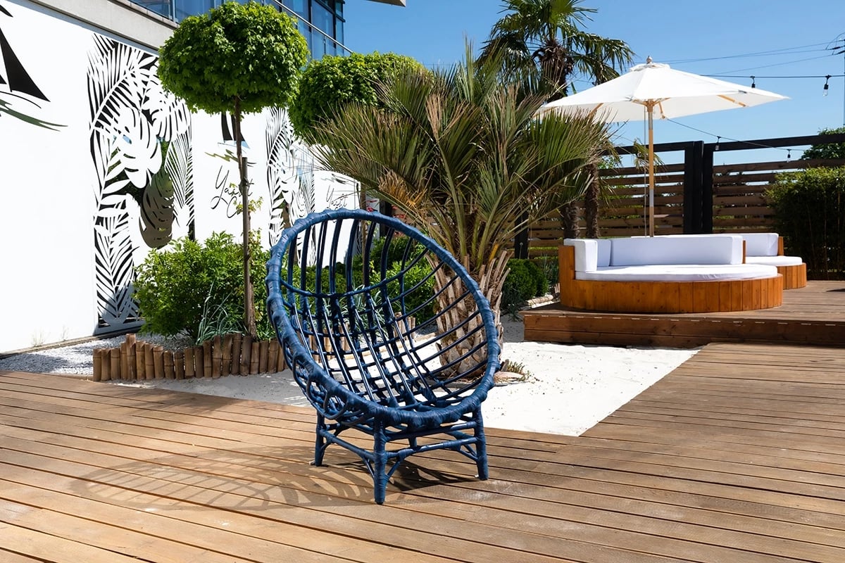 Křeslo stojacy plaski wiklinowy kokon Gardins III - 95 cm - modrá - Omezená nabídka Modré Křeslo do zahrady