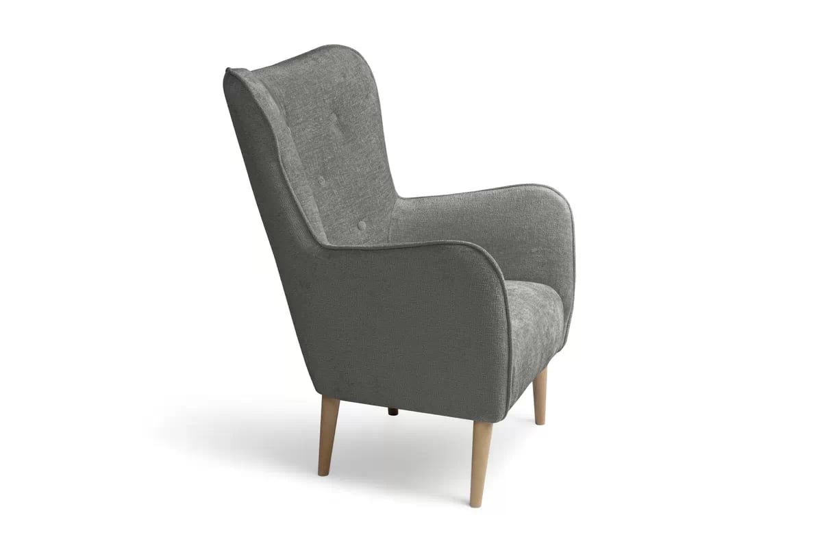 Kreslo Ušiak Elira - šedý žinylka Perfect Harmony 85 / Nohy buk Kreslo Ušiak Elira z wysokimi nozkami - šedý šenil Perfect Harmony 85 / Nohy buk