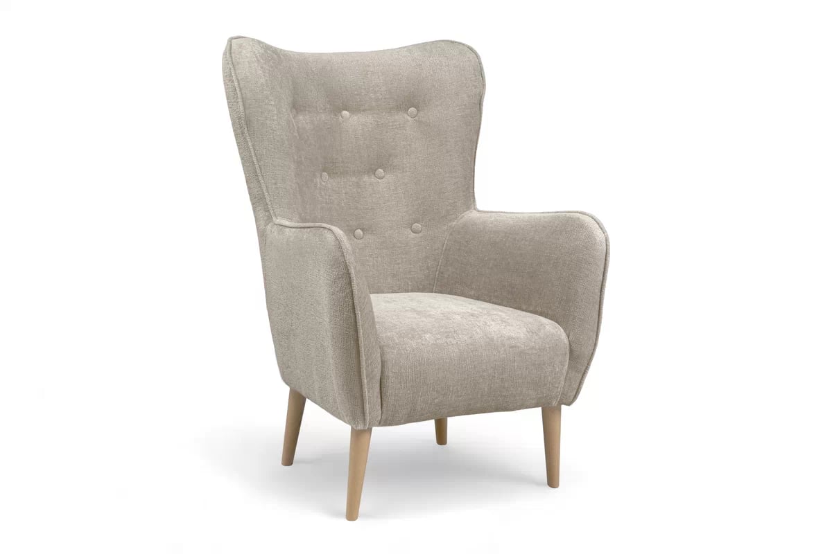 Kreslo Ušiak Elira - béžový Perfect Harmony 07 / buk Kreslo Ušiak Elira z wysokimi nozkami - béžový šenil Perfect Harmony 07 / Nohy buk 