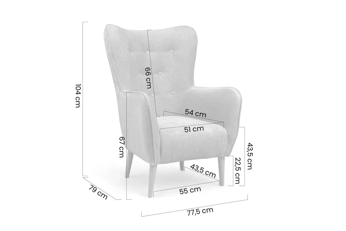 Křeslo ušák Elira Křeslo Ušák Elira z wysokimi nozkami 