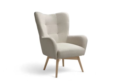 Křeslo Ušák Nordic - béžová boucle Lambi 8 / nožky buk