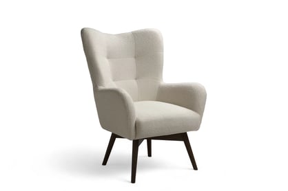 Křeslo ušák Nordic - béžová boucle Lambi 8 / nožky wenge