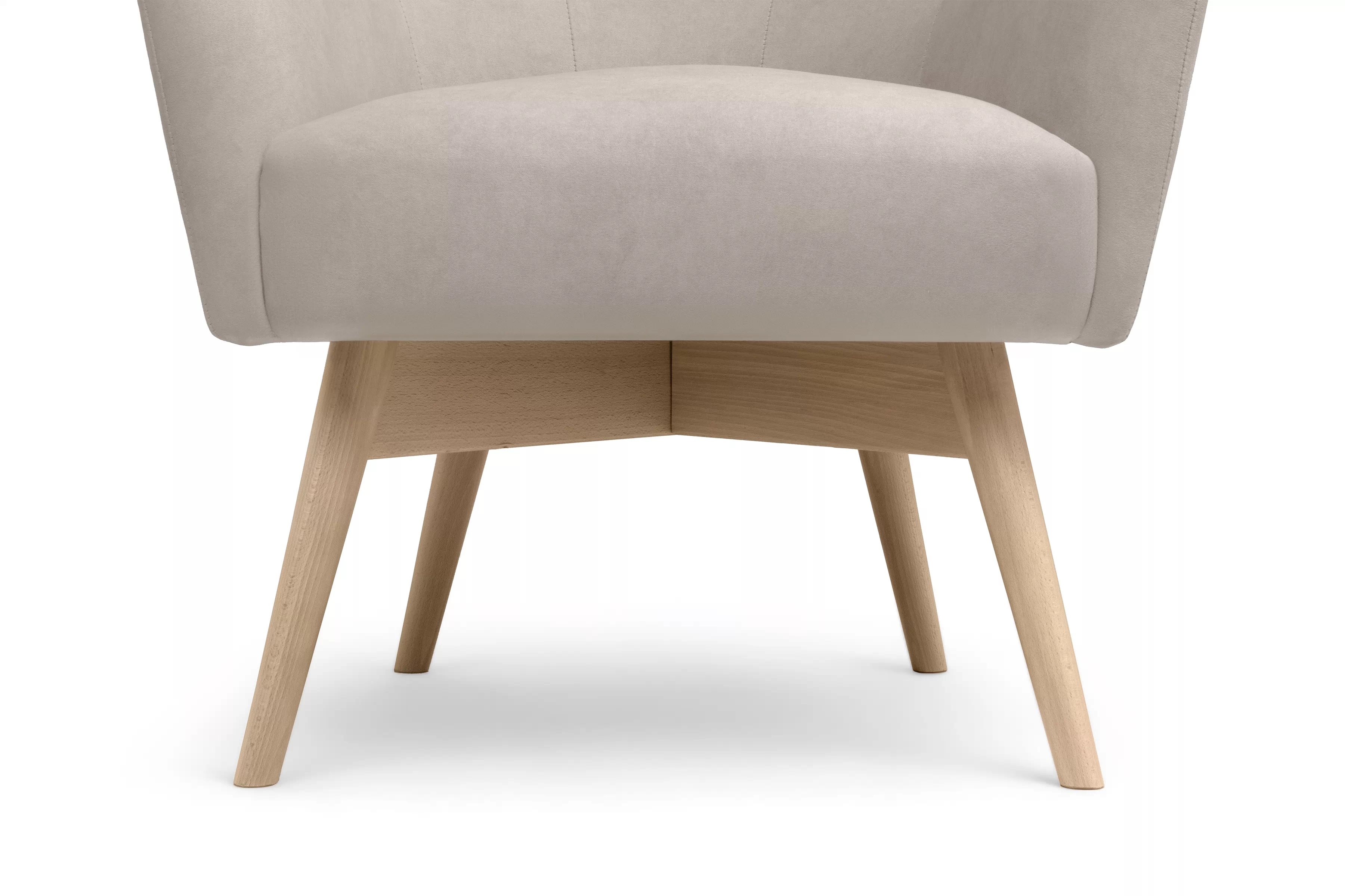 Kreslo ušiak Nordic – béžový ľahkočistiaci welvet Cloud 03 / nožičky buk Kreslo Ušiak Škandinávsky Nordic - béžový welwet ľahkočistiaci Cloud 03 / buk 