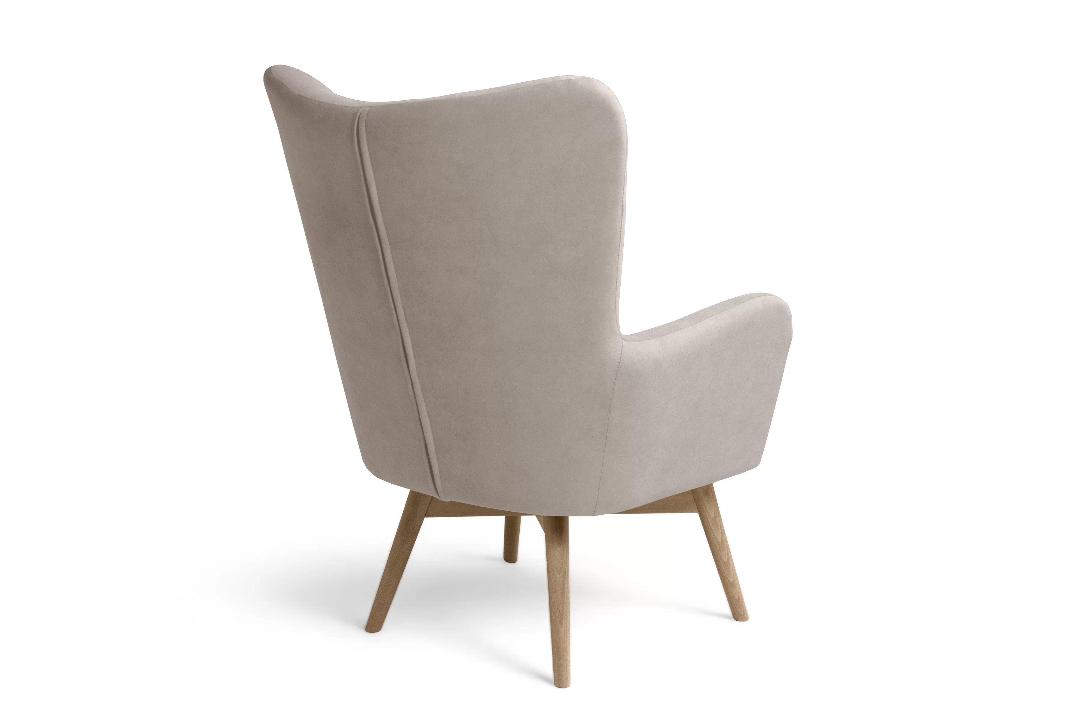 Kreslo ušiak Nordic – béžový ľahkočistiaci welvet Cloud 03 / nožičky buk Kreslo Ušiak Škandinávsky Nordic - béžový welwet ľahkočistiaci Cloud 03 / buk 