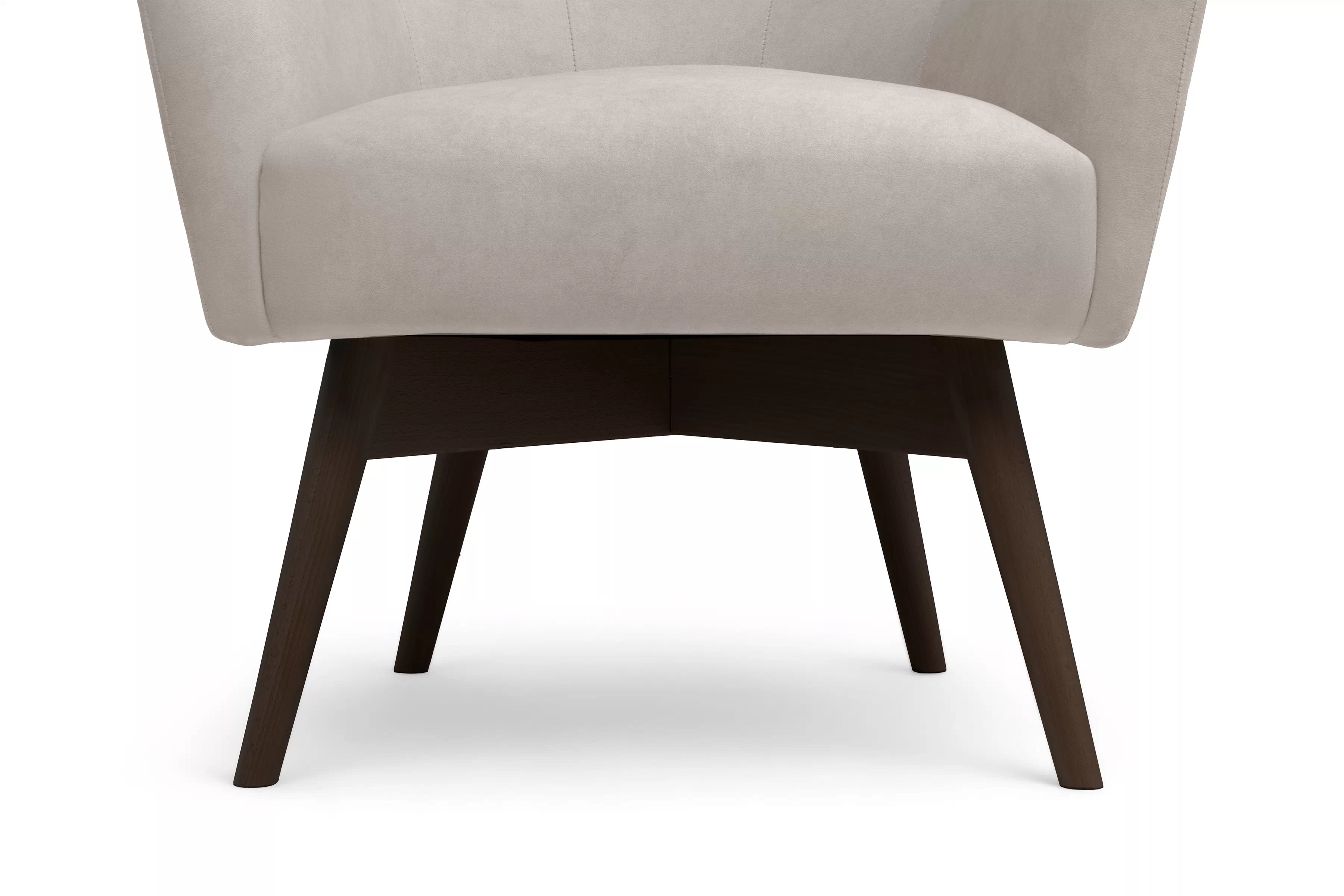 Křeslo ušák Nordic - béžový snadno čistitelný velvet Cloud 03 / nožky wenge Křeslo Ušák Skandynawski Nordic - béžová welwet snadno čistitelný Cloud 03 / wenge 