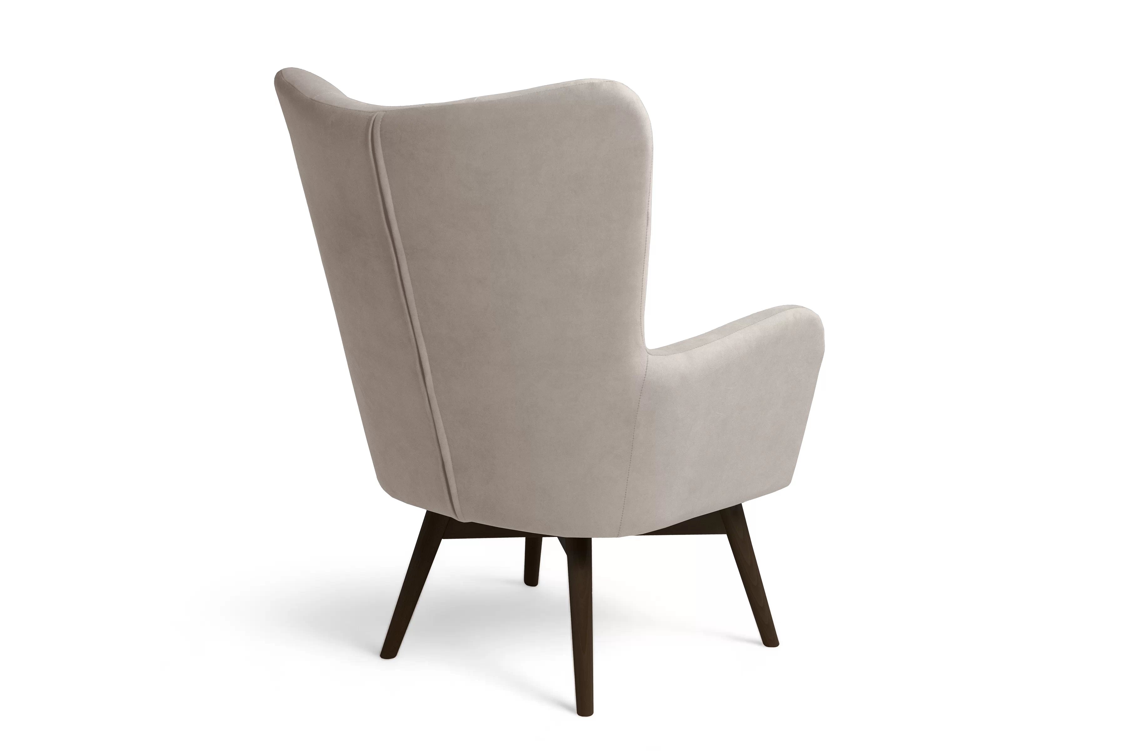 Křeslo ušák Nordic - béžový snadno čistitelný velvet Cloud 03 / nožky wenge Křeslo Ušák Skandynawski Nordic - béžová welwet snadno čistitelný Cloud 03 / wenge 