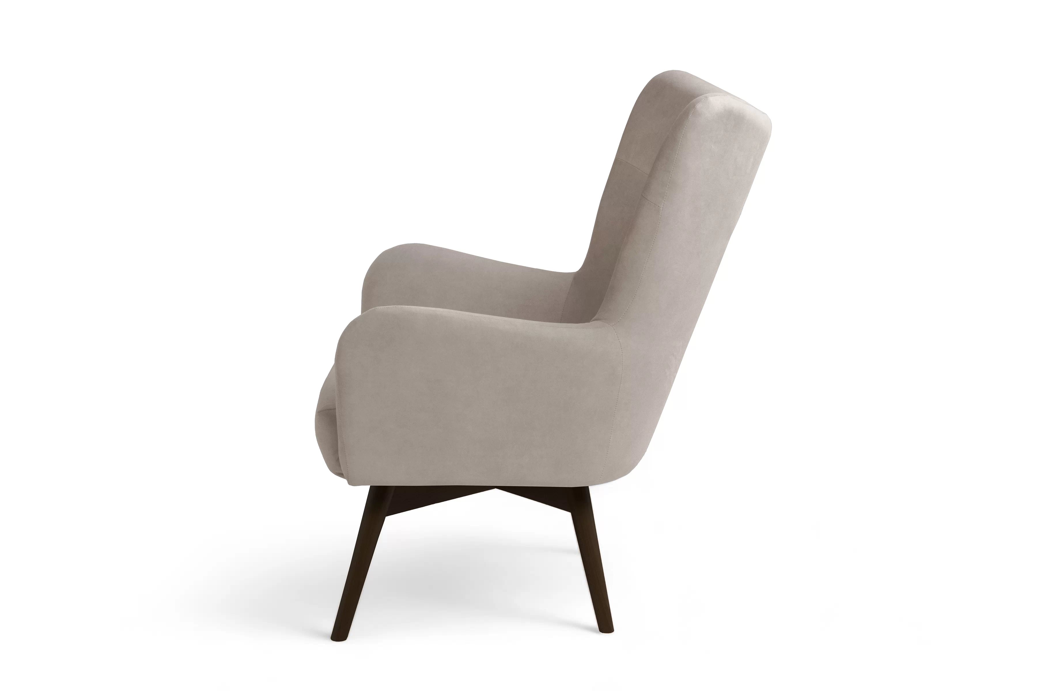 Křeslo ušák Nordic - béžový snadno čistitelný velvet Cloud 03 / nožky wenge Křeslo Ušák Skandynawski Nordic - béžová welwet snadno čistitelný Cloud 03 / wenge 