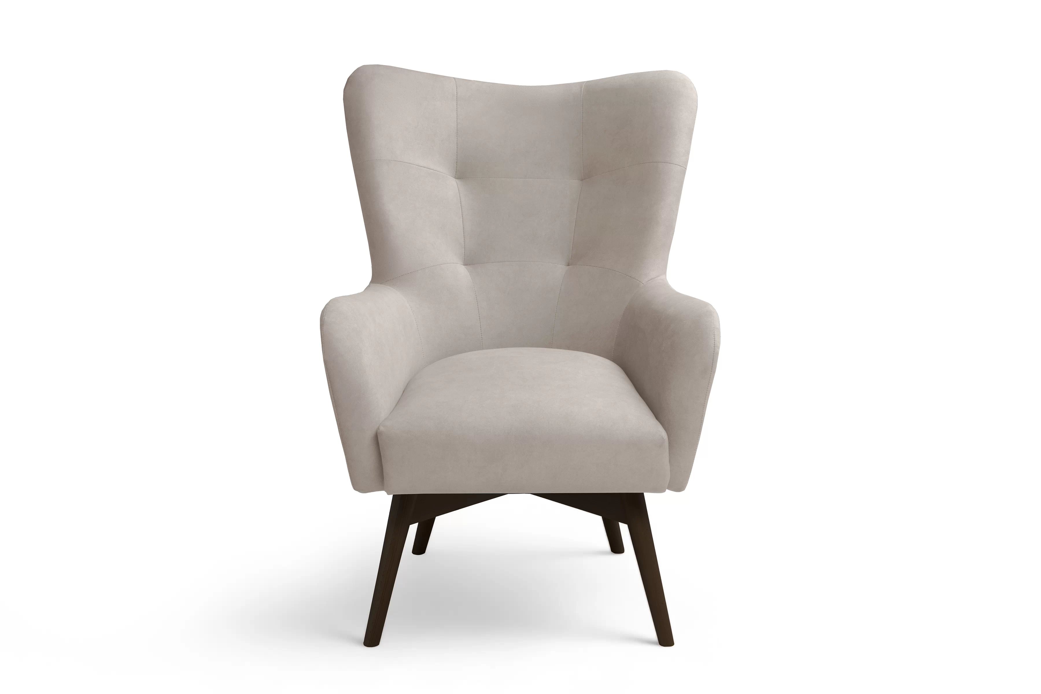 Křeslo ušák Nordic - béžový snadno čistitelný velvet Cloud 03 / nožky wenge Křeslo Ušák Skandynawski Nordic - béžová welwet snadno čistitelný Cloud 03 / wenge 