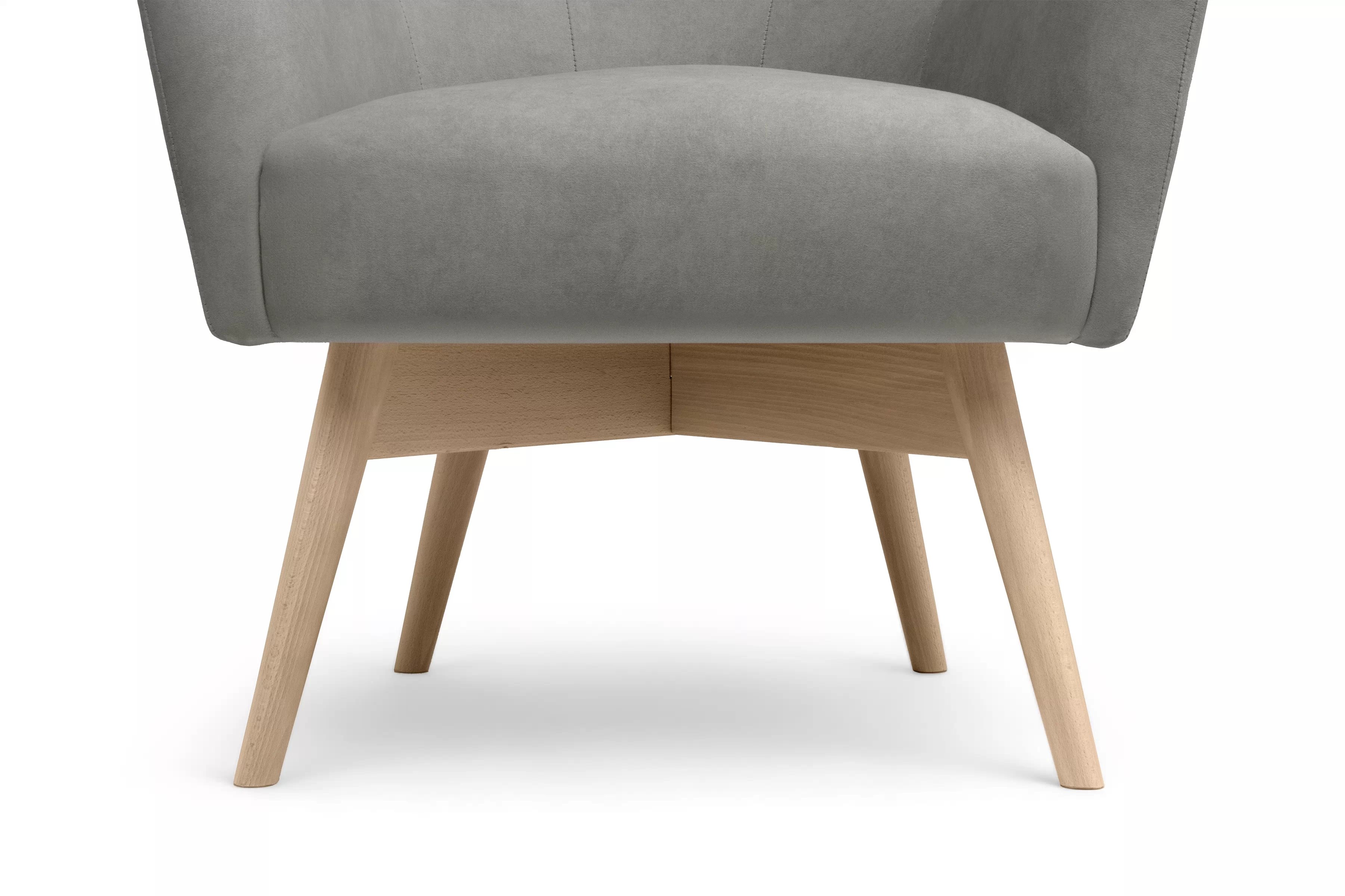 Křeslo ušák Nordic - šedý snadno čistitelný velvet Cloud 87 / nožky buk Křeslo Ušák Skandynawski Nordic - šedá welwet snadno čistitelný Cloud 87 / buk 