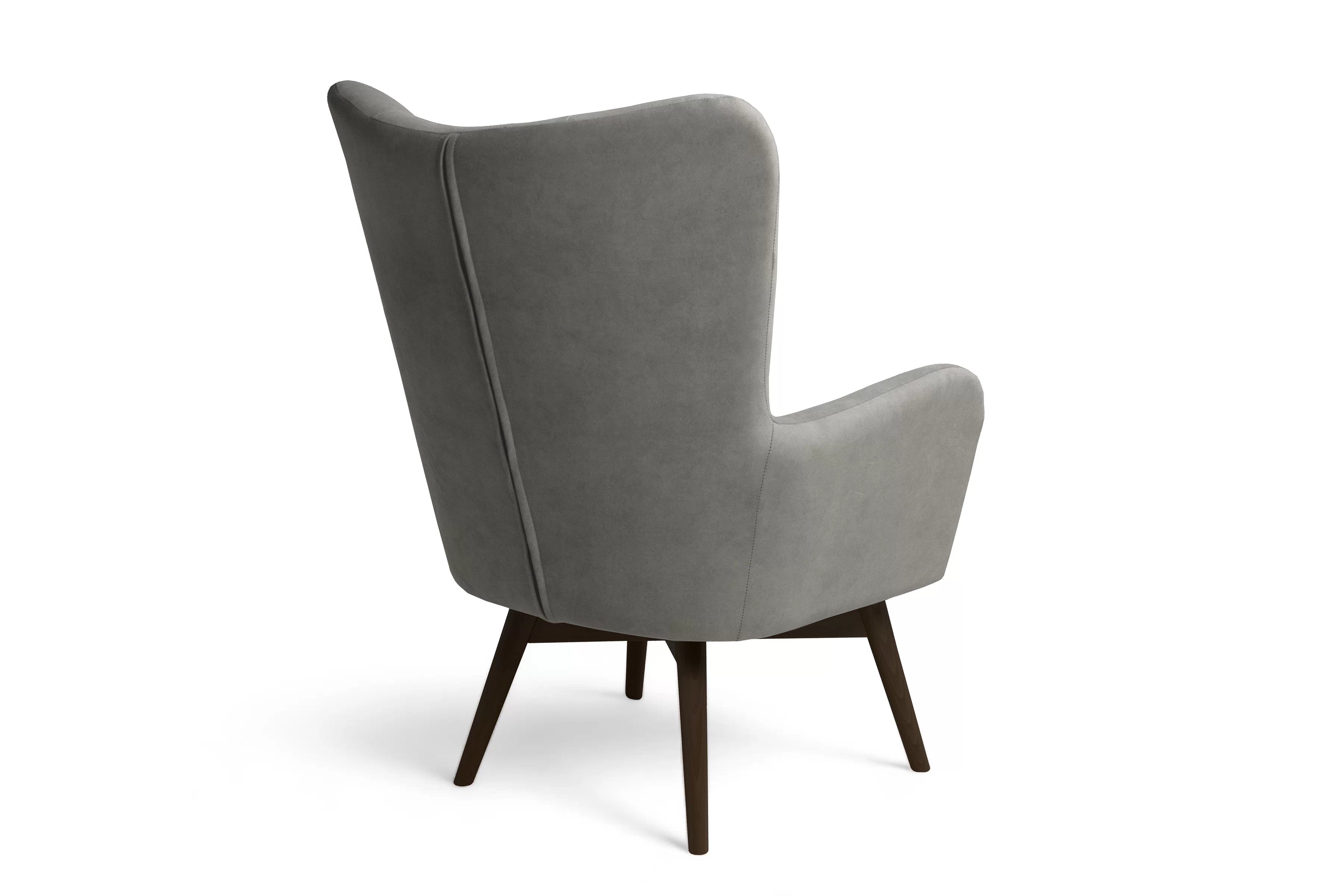 Kreslo ušiak Nordic – sivý ľahkočistiaci welvet Cloud 87 / nožičky venge Kreslo Ušiak Škandinávsky Nordic - šedý welwet ľahkočistiaci Cloud 87 / Venge 