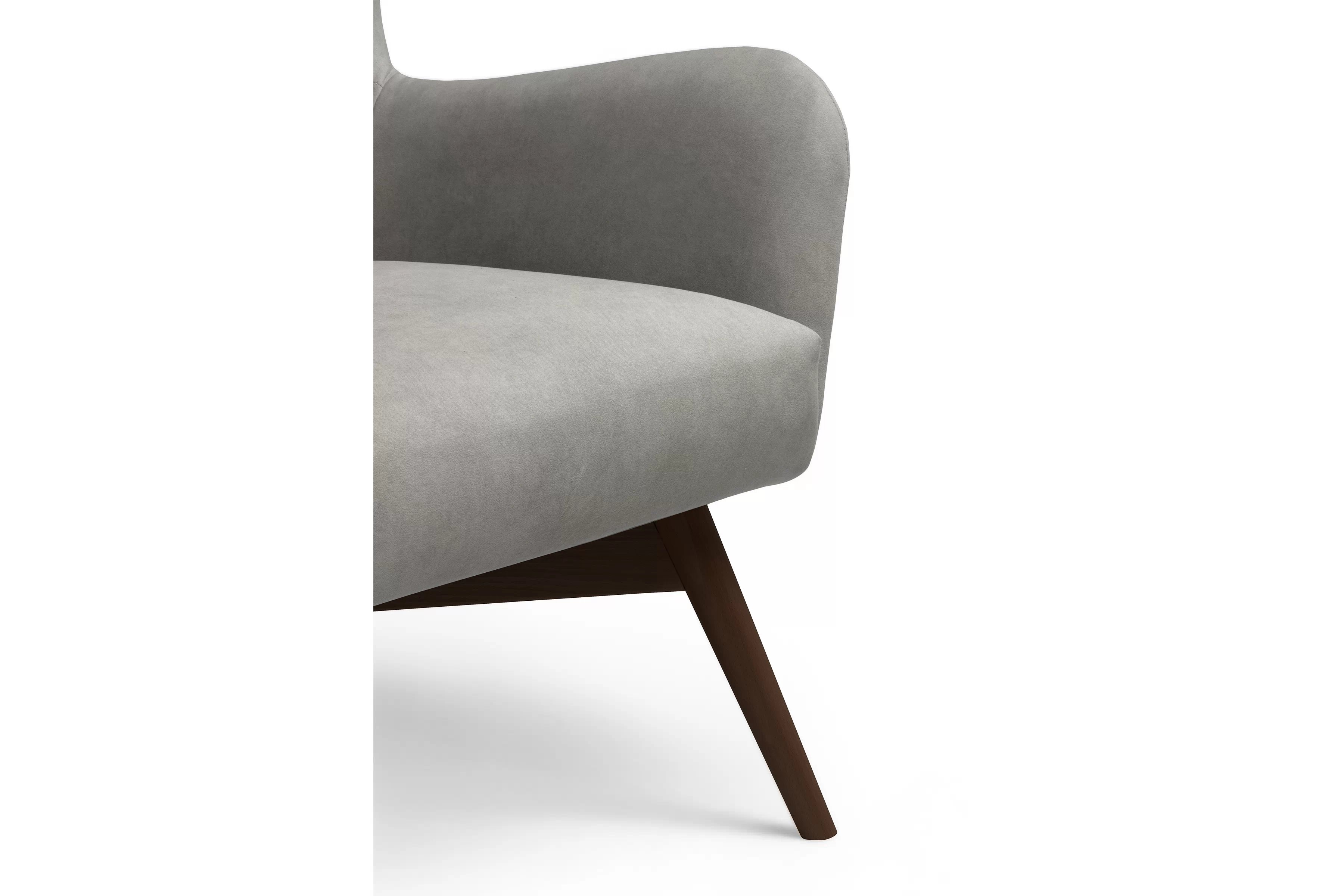 Kreslo ušiak Nordic – sivý ľahkočistiaci welvet Cloud 87 / nožičky venge Kreslo Ušiak Škandinávsky Nordic - šedý welwet ľahkočistiaci Cloud 87 / Venge 