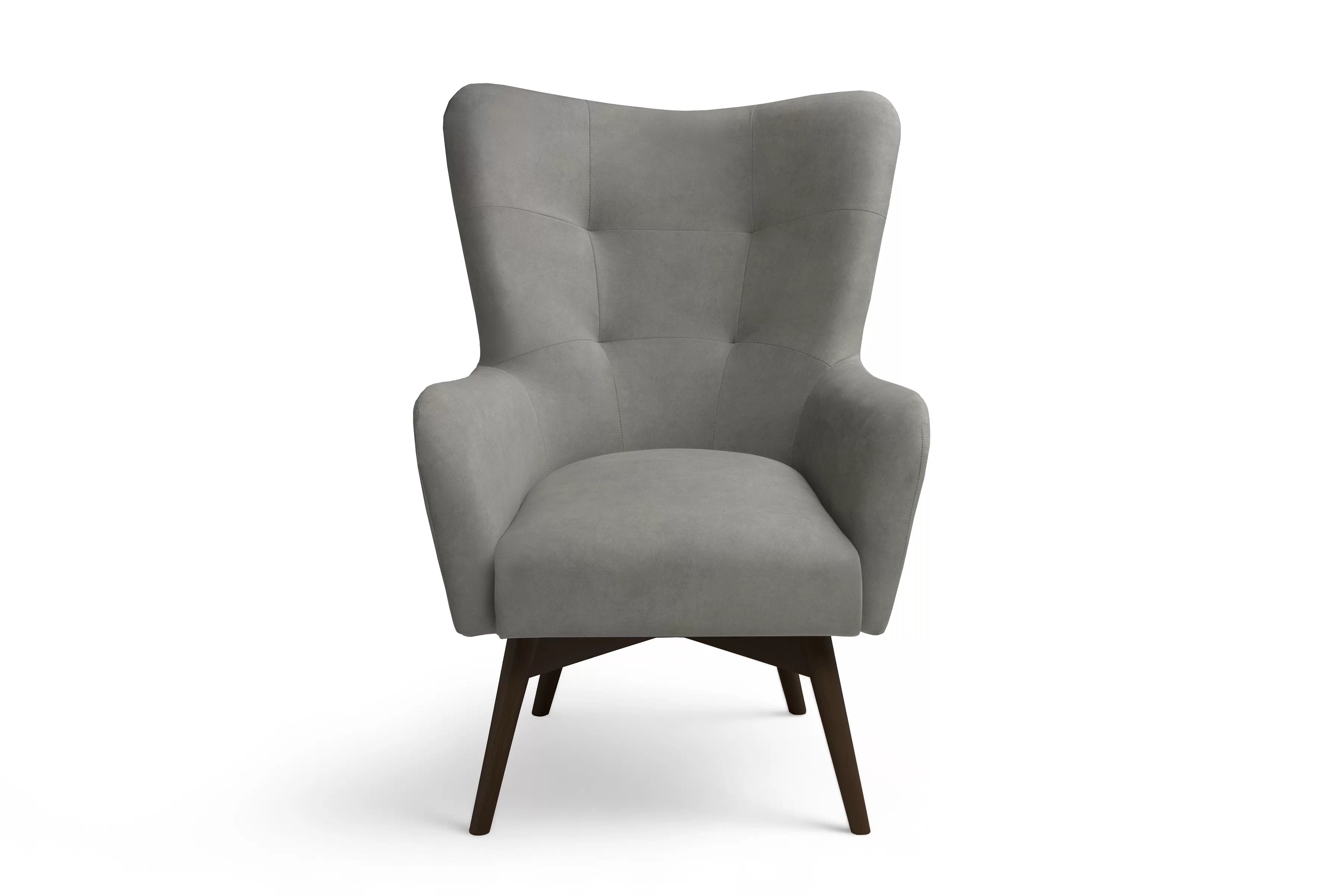 Kreslo ušiak Nordic – sivý ľahkočistiaci welvet Cloud 87 / nožičky venge Kreslo Ušiak Škandinávsky Nordic - šedý welwet ľahkočistiaci Cloud 87 / Venge 